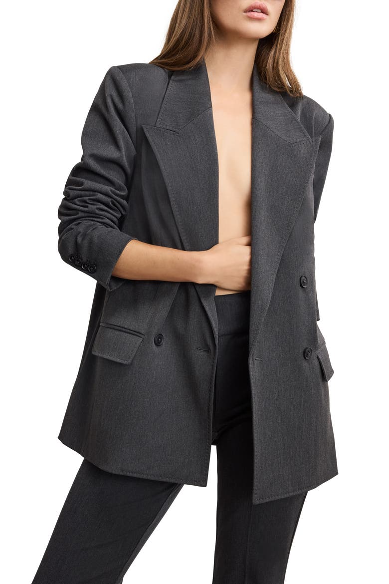 Essential Double Breasted Blazer, Alternate, color, DARK HEATHER GRAY