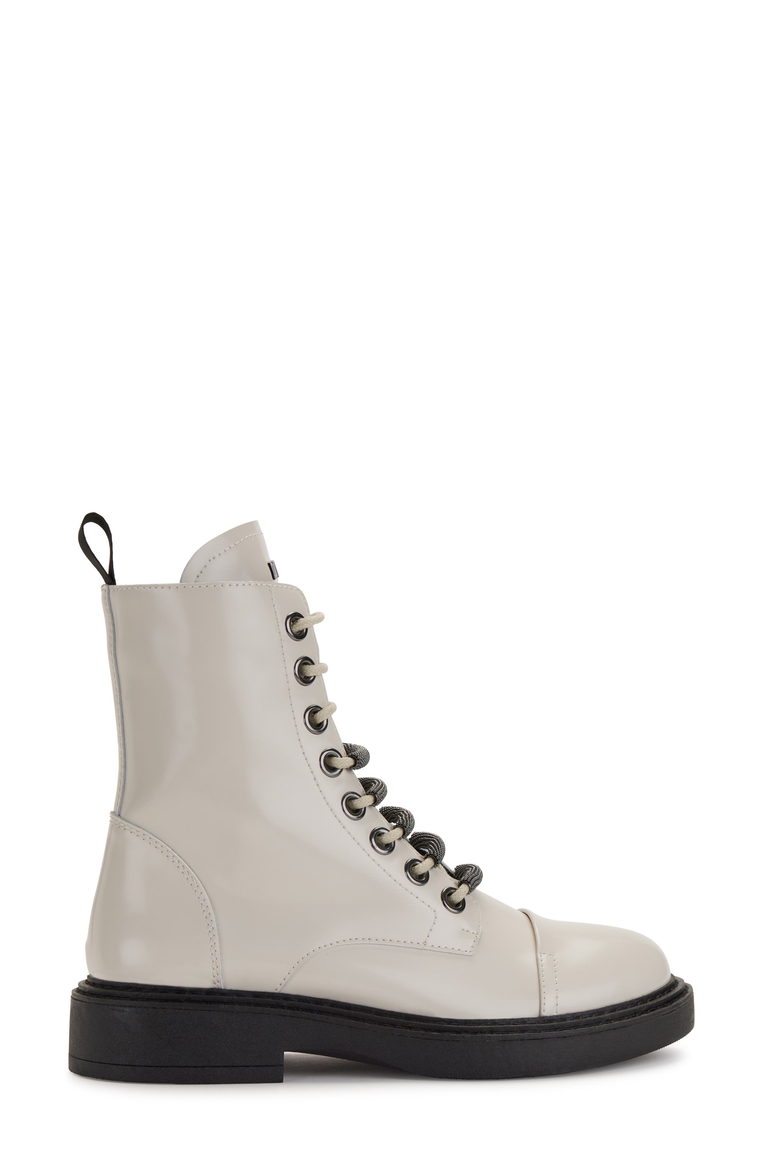 DKNY Malaya High Shine Lace Up Boot, Alternate, color, Pebble