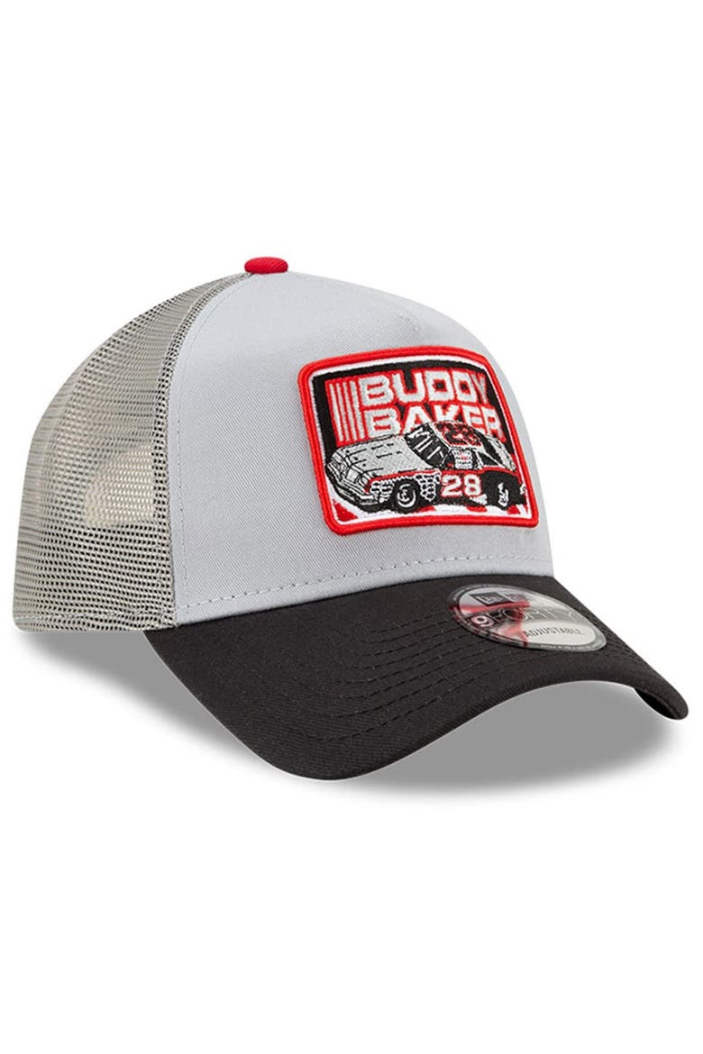 Men's New Era Black/Gray Buddy Baker Legends 9FORTY A-Frame Adjustable Trucker Hat, Alternate, color, Black