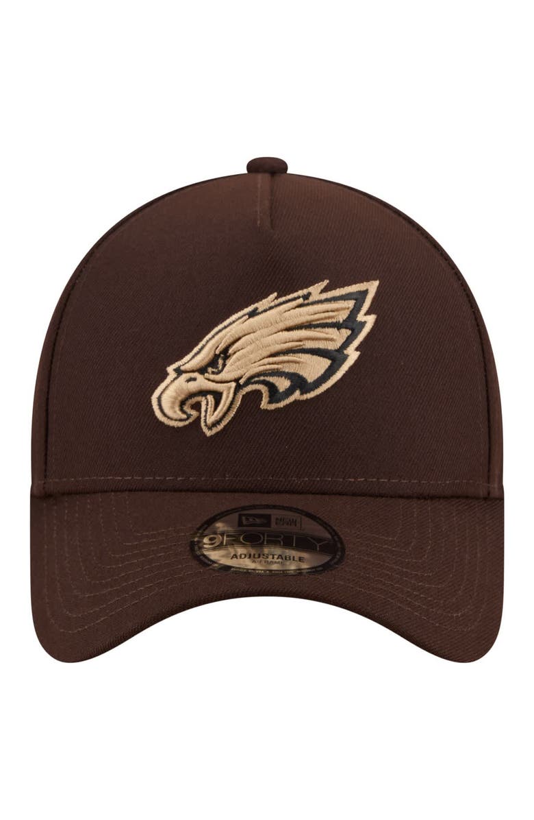 New Era Men's New Era Dark Brown Philadelphia Eagles Burnt Wood A-Frame 9FORTY Adjustable Hat, Alternate, color, Dark Brown