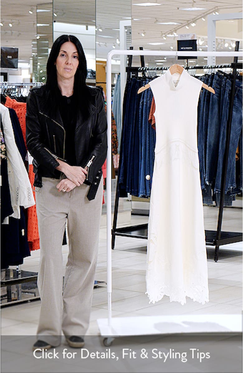 Phoenix Mixed Media Embroidered Eyelet Detail Dress, sales video thumbnail