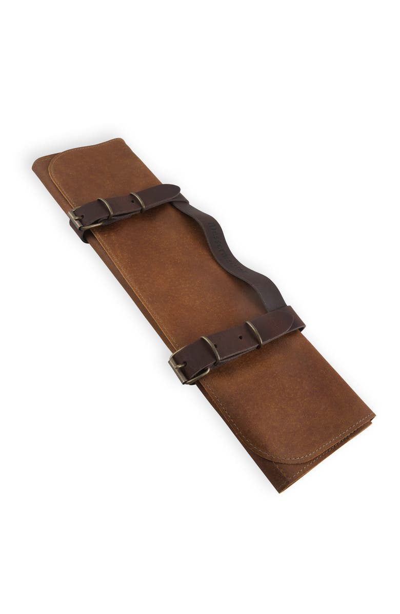 Messermeister Vintage Leather Amber 7 Pocket Knife Roll, Alternate, color, Leather