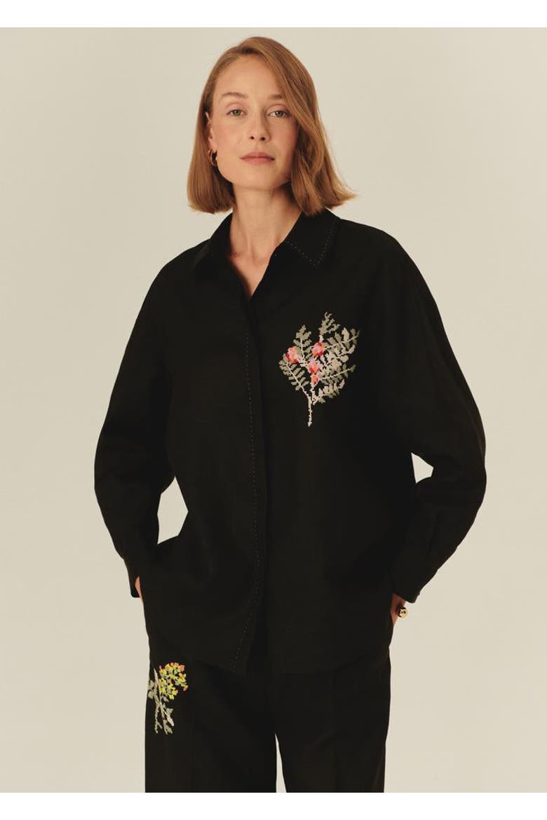 Avianna Linen Shirt, Main, color, BLACK
