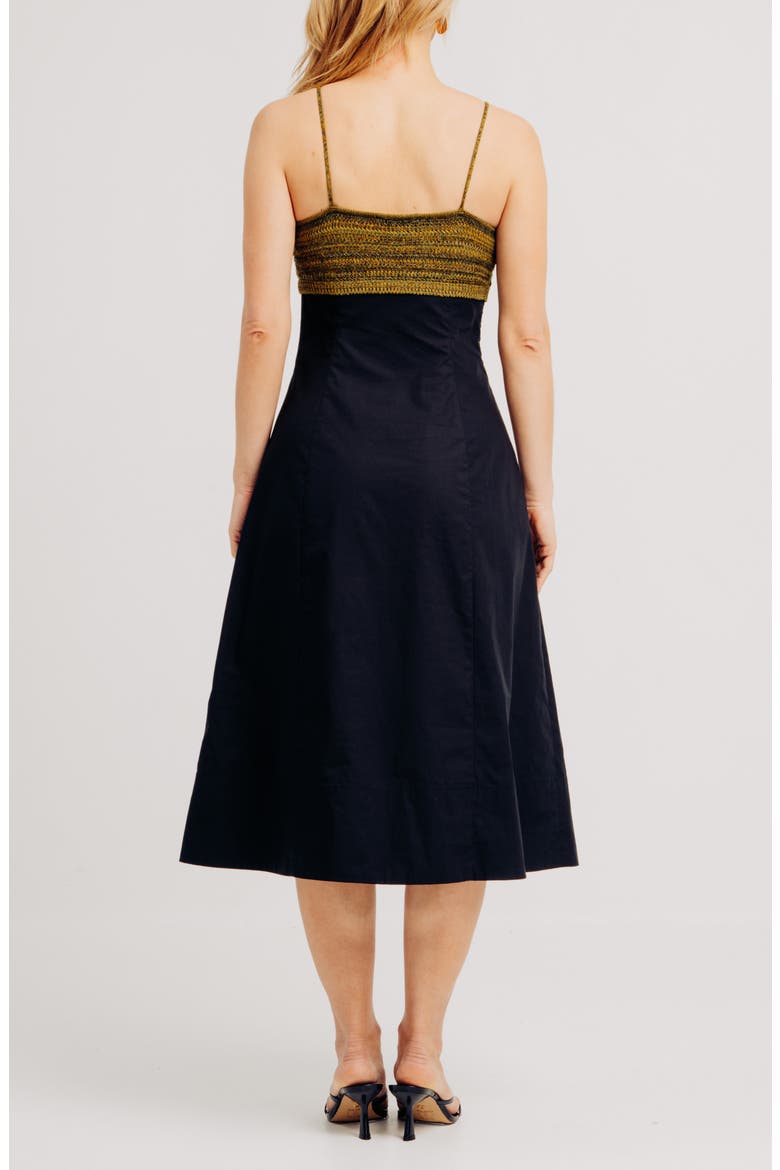 Romy Mixed Midi Dress, Alternate, color, BLACK COMBO