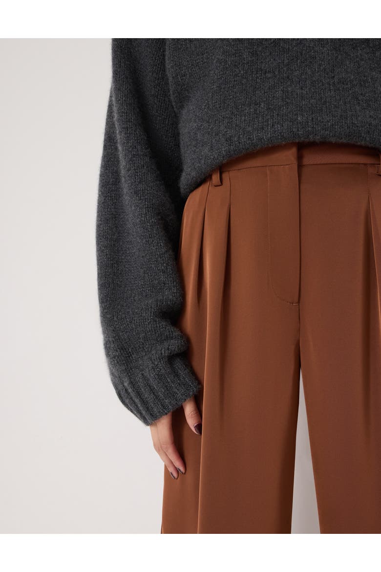 Lya Satin Twill Wide Leg Pants, Alternate, color, Toffee Brown