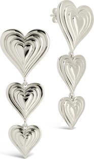 Sterling Forever Beating Heart Linear Drop Earrings