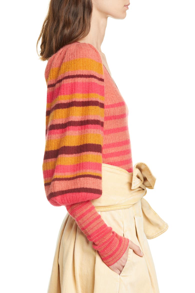 Kariana Stripe Cashmere Sweater, Alternate, color, CERISE