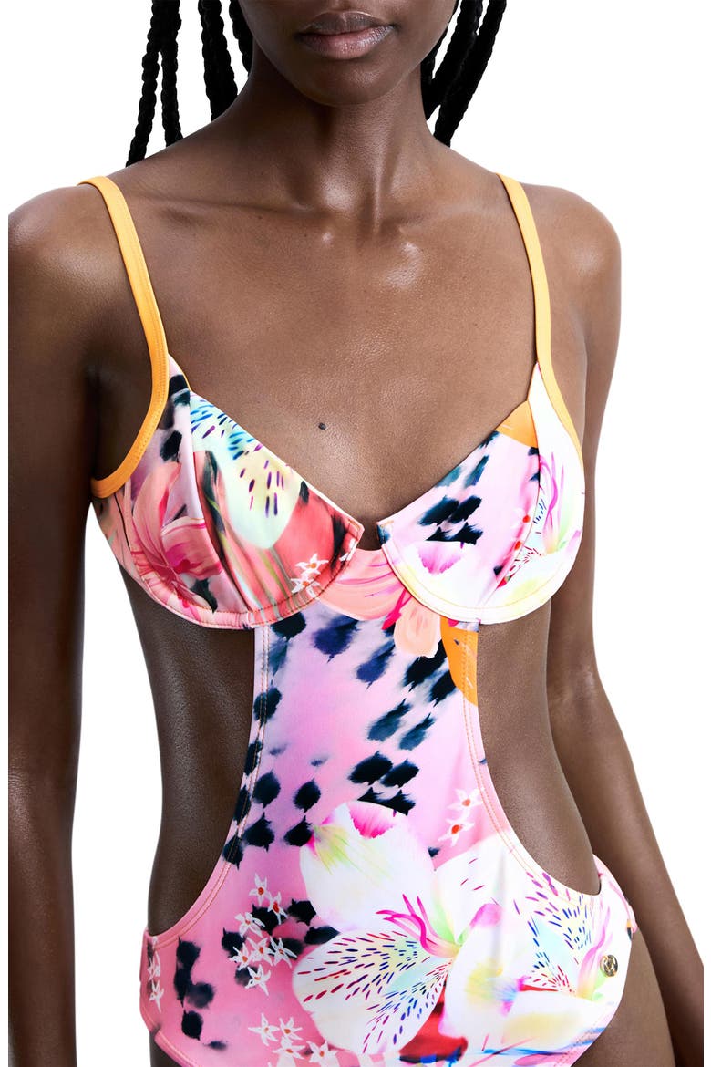 Cutout Underwire One-Piece Swimsuit, Alternate, color, YELLOW