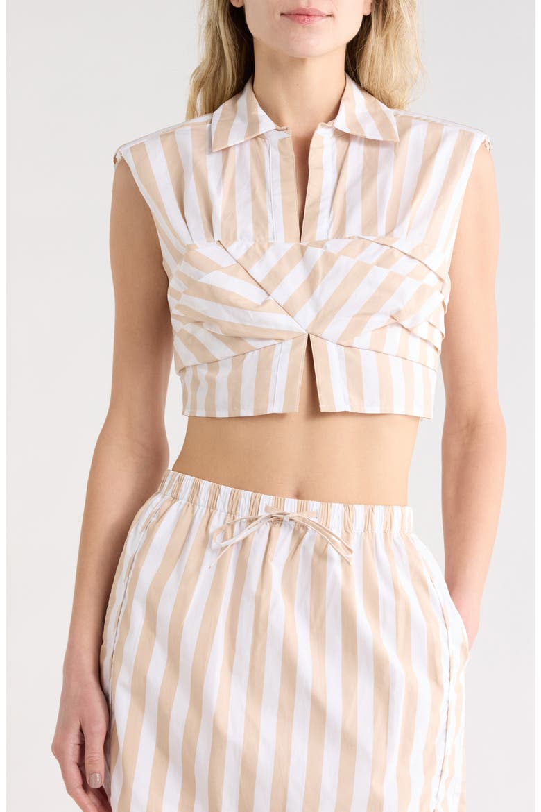 Emie Cropped Box Sleeve Top, Main, color, SAND STRIPE