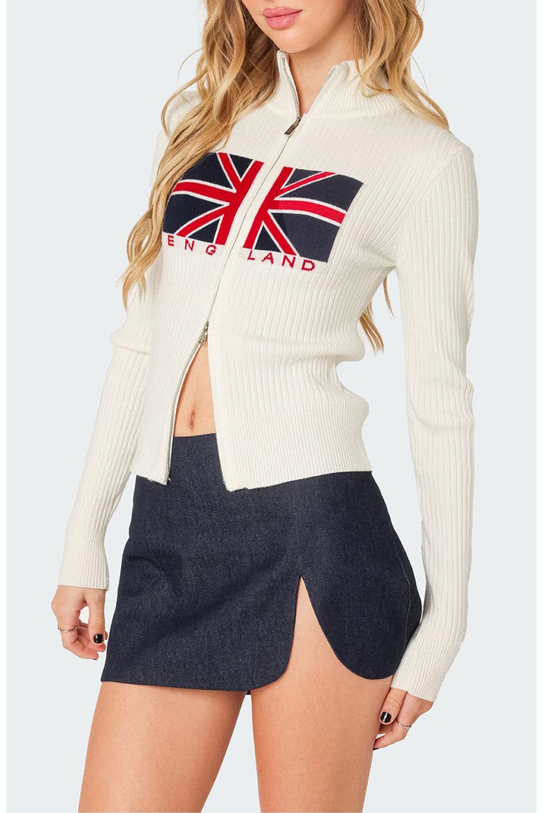 England Zip Cardigan, Alternate, color, CREAM