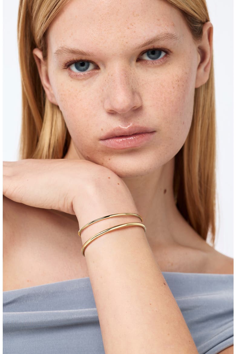 Carter Set of 2 14k Gold Plated Bangles, Alternate, color, GOLD