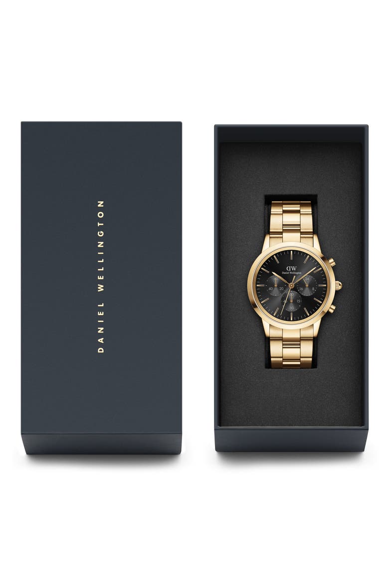 Iconic Link Chronograph Bracelet Watch, 42mm, Alternate, color, GOLD