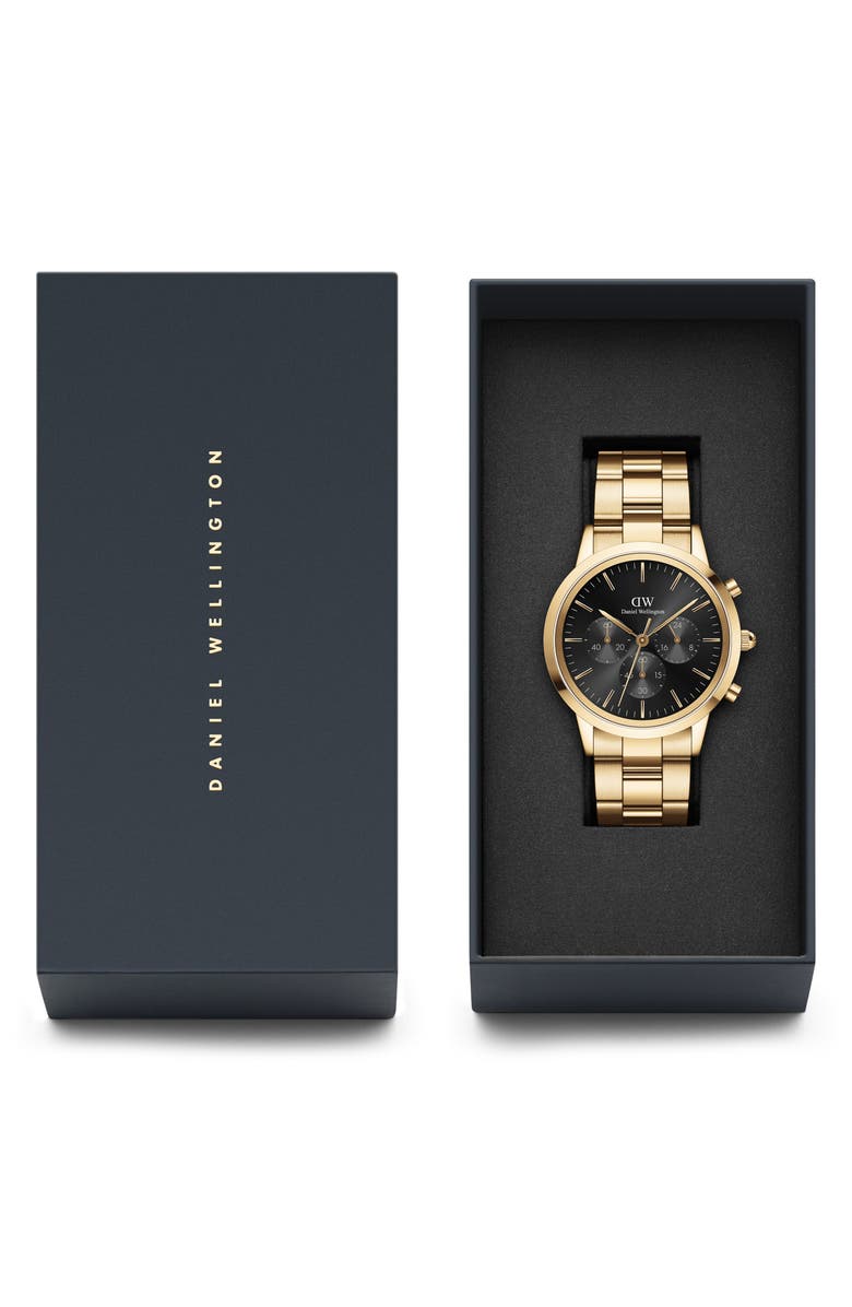 Daniel Wellington Iconic Link Chronograph Bracelet Watch, 42mm, Alternate, color, Gold