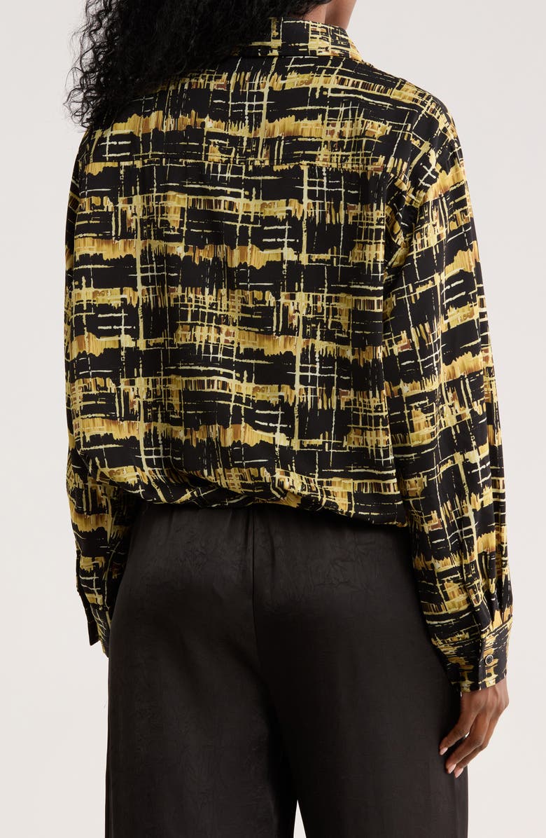 PATRIZIA LUCA Print Long Sleeve Button-Up Shirt, Alternate, color, Black