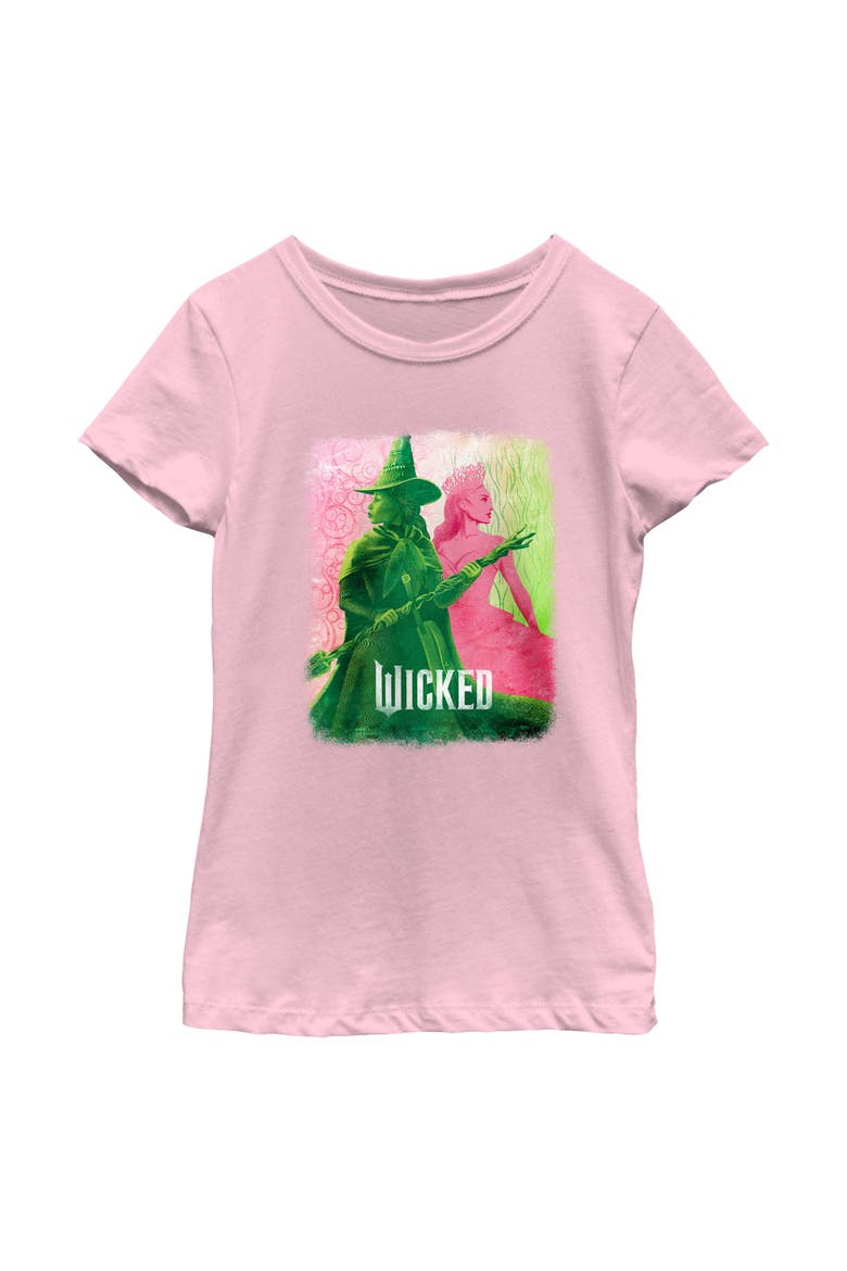 Girls Wicked Elphaba and Glinda Duotone T Shirt, Main, color, Light Pink