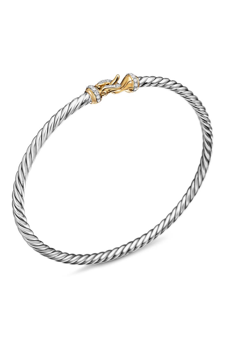 /Buckle Classic Cable Bracelet in Sterling Silver with 18K Yellow Gold and Diamonds, Alternate, color, YELLOW GOLD/ SILVER/ DIAMOND