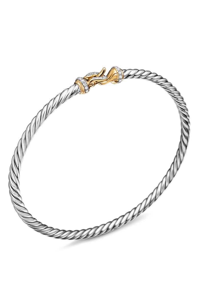 David Yurman /Buckle Classic Cable Bracelet in Sterling Silver with 18K Yellow Gold and Diamonds, Alternate, color, Yellow Gold/ Silver/ Diamond
