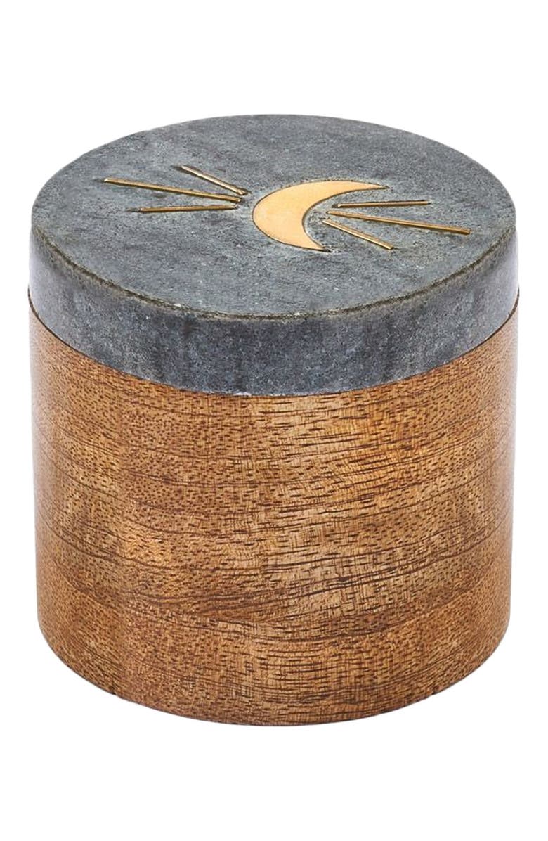 Matr Boomie Indukala Moon Phase Round Keepsake Box - Black Marble, Wood, Brass, Main, color, Black/Gold