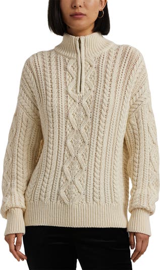 Lauren Ralph Lauren Fisherman Cotton Quarter Zip Sweater Nordstrom