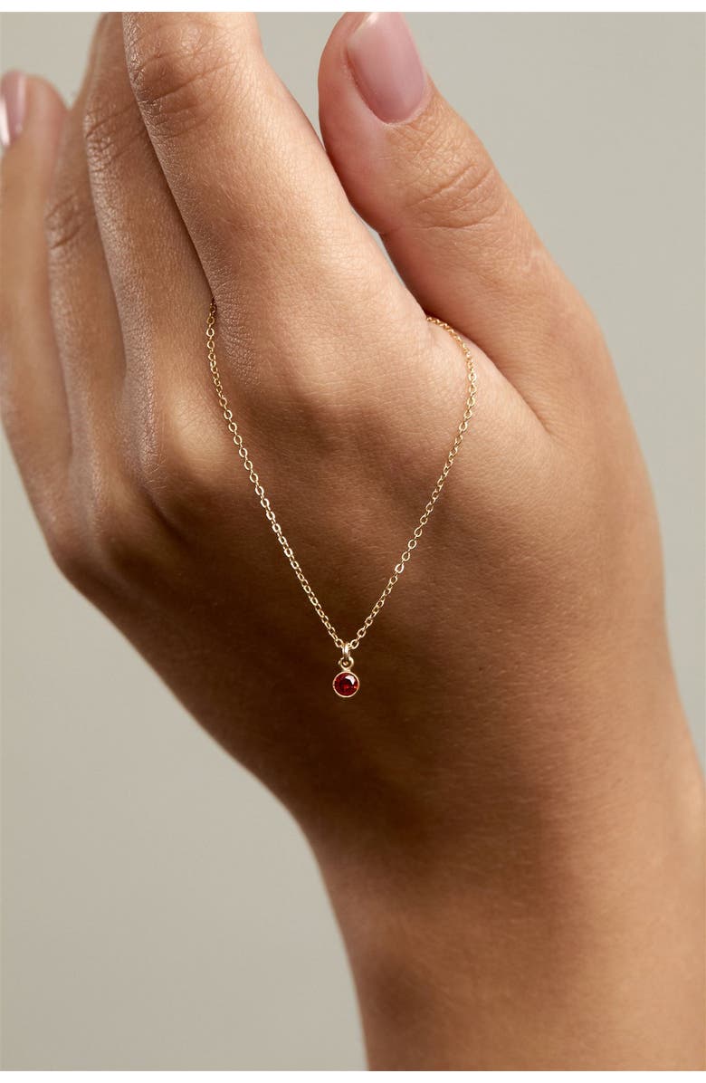 Set & Stones Birthstone Charm Necklace, Alternate, color, Gold / March