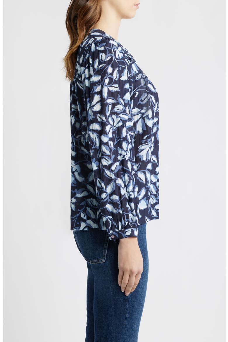 Asta Floral Split Neck Top, Alternate, color, NAVY JASMINE