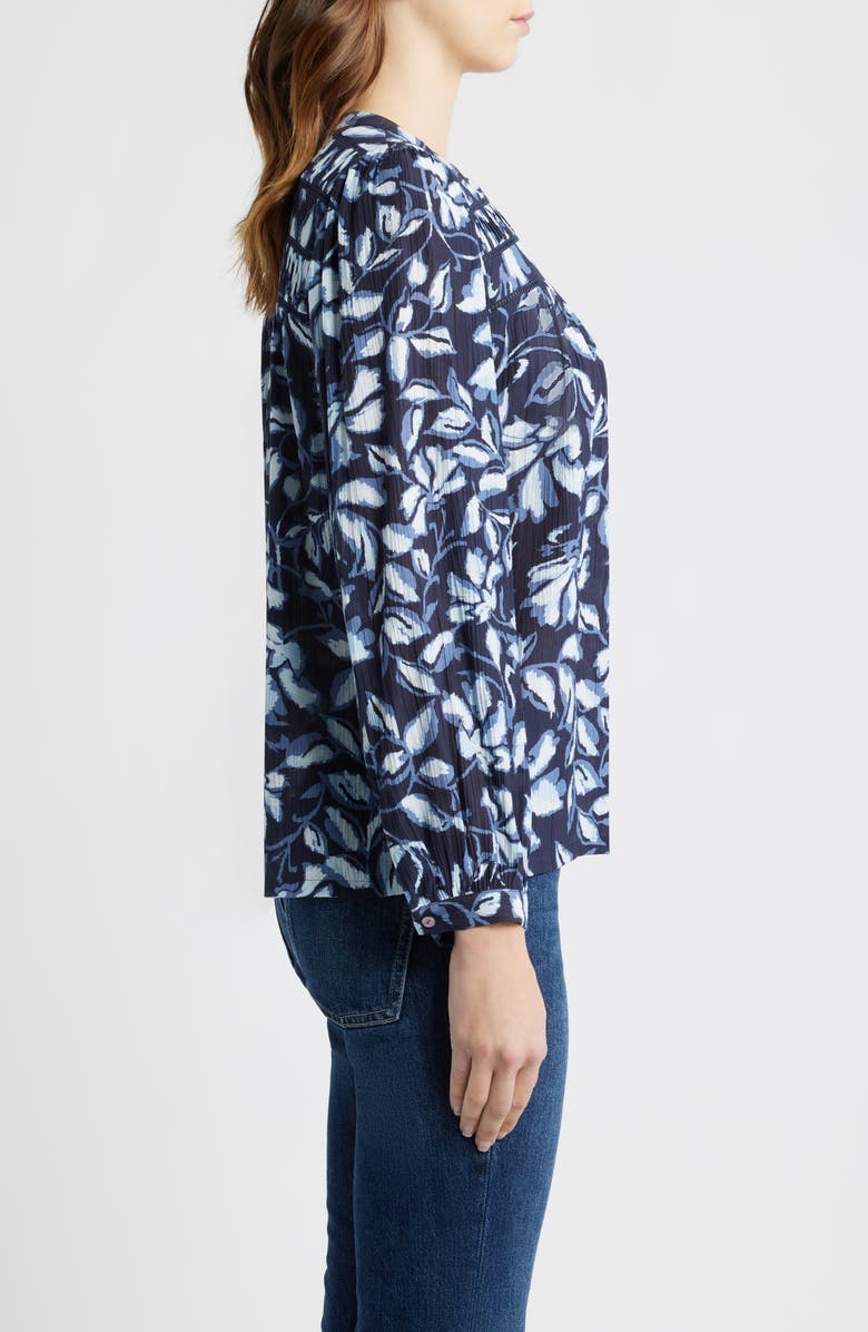 Rails Asta Floral Split Neck Top, Alternate, color, Navy Jasmine