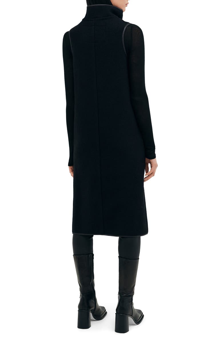 Two Lines by Marcella Bedford Stand Collar Wool Vest, Alternate, color, Black