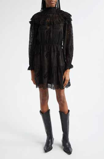 FARM Rio Flower Long Sleeve Organza Minidress