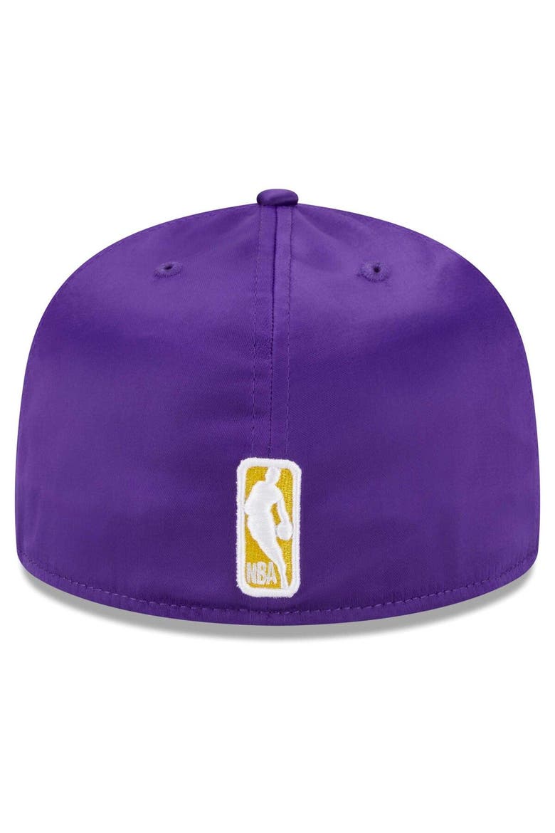 Men's New Era  White Los Angeles Lakers Throwback Satin 59FIFTY Fitted Hat, Alternate, color, White