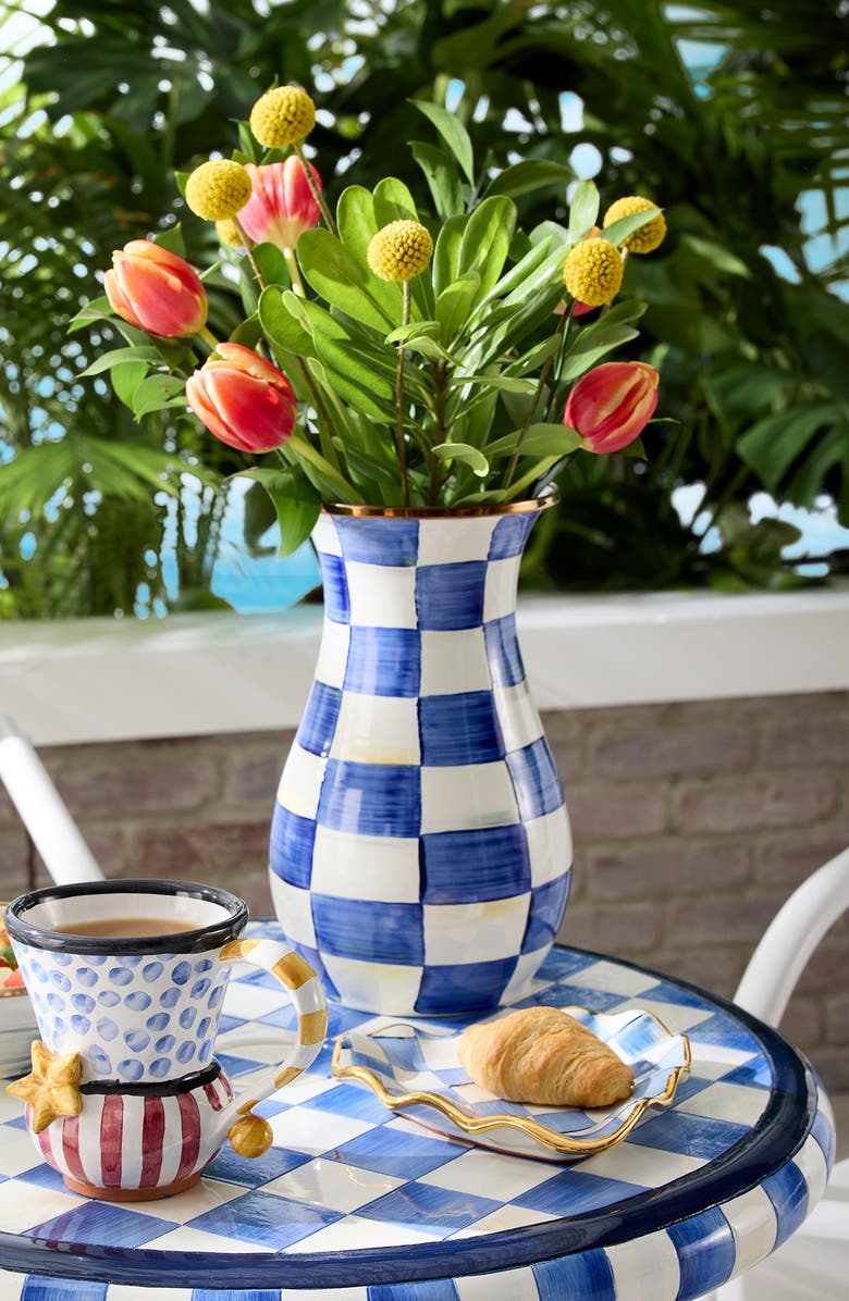 MACKENZIE CHILDS Royal Check Enameled Steel Tall Vase, Alternate, color,