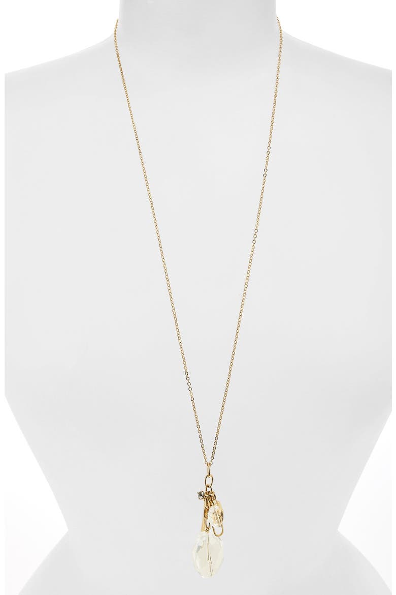 Stone Cluster Pendant Necklace, Main, color, CLEAR/GOLD
