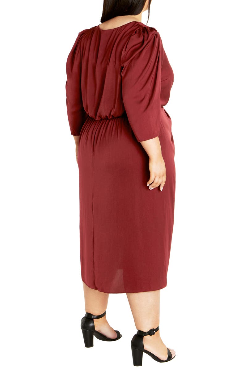 City Chic Aubree Gathered Front Midi Dress, Alternate, color, 