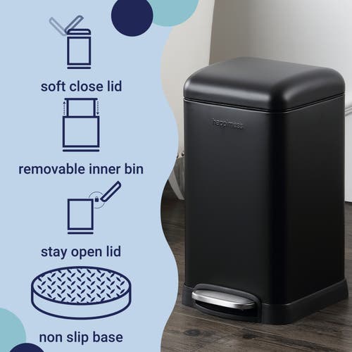 Happimess Betty Retro Mini 3.2-gallon Step-open Trash Can In Midnight Black