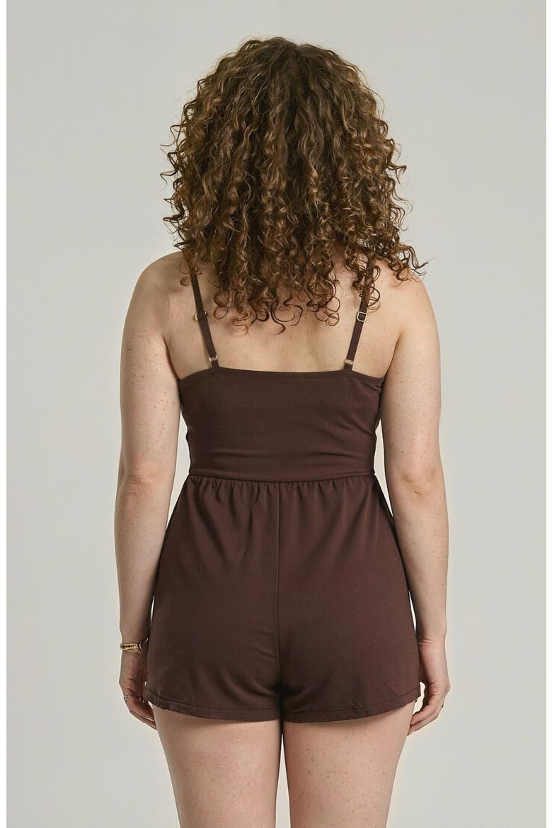 Ivy Short Swim Romper With Built-In Bra and Hidden Shorts, Alternate, color, Chocolate Brown