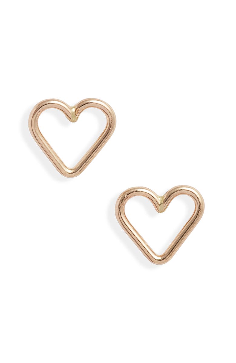 Nashelle Open Heart Stud Earrings, Main, color, Yellow Gold Fill