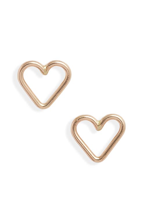 Nashelle Open Heart Stud Earrings in Yellow Gold Fill 