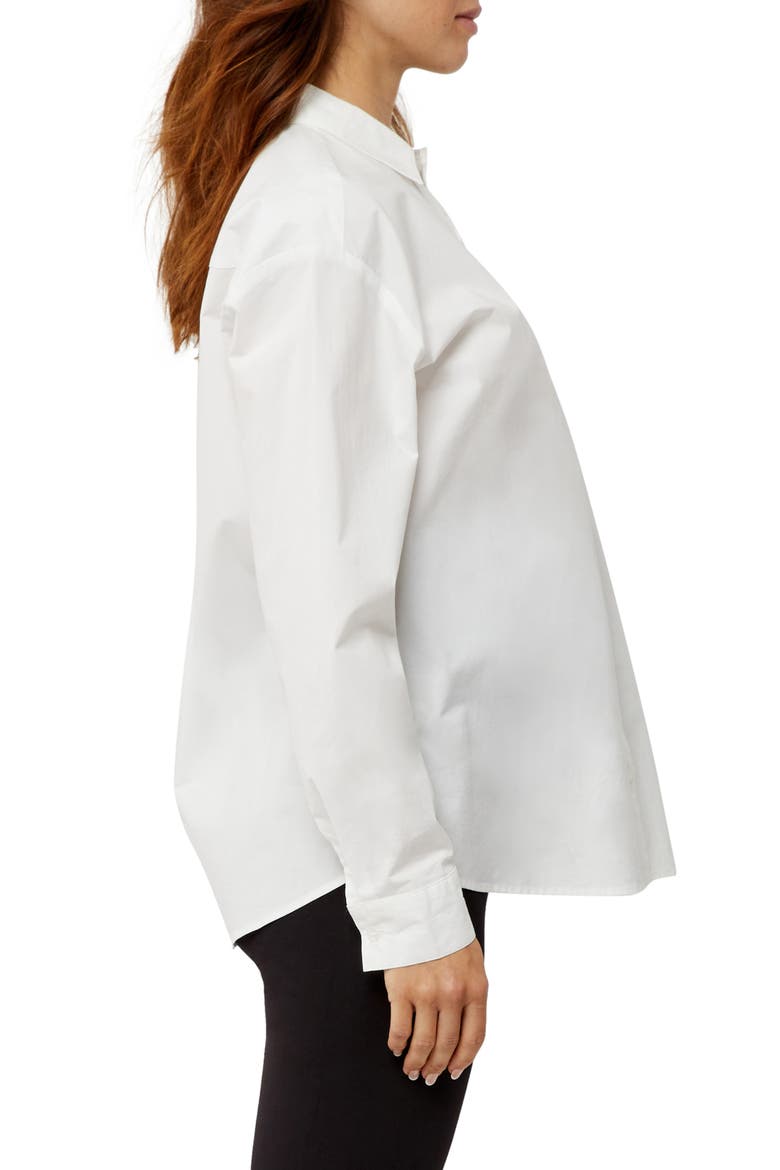 Long Sleeve Boyfriend Fit Button-Up Maternity Shirt, Alternate, color, WHITE