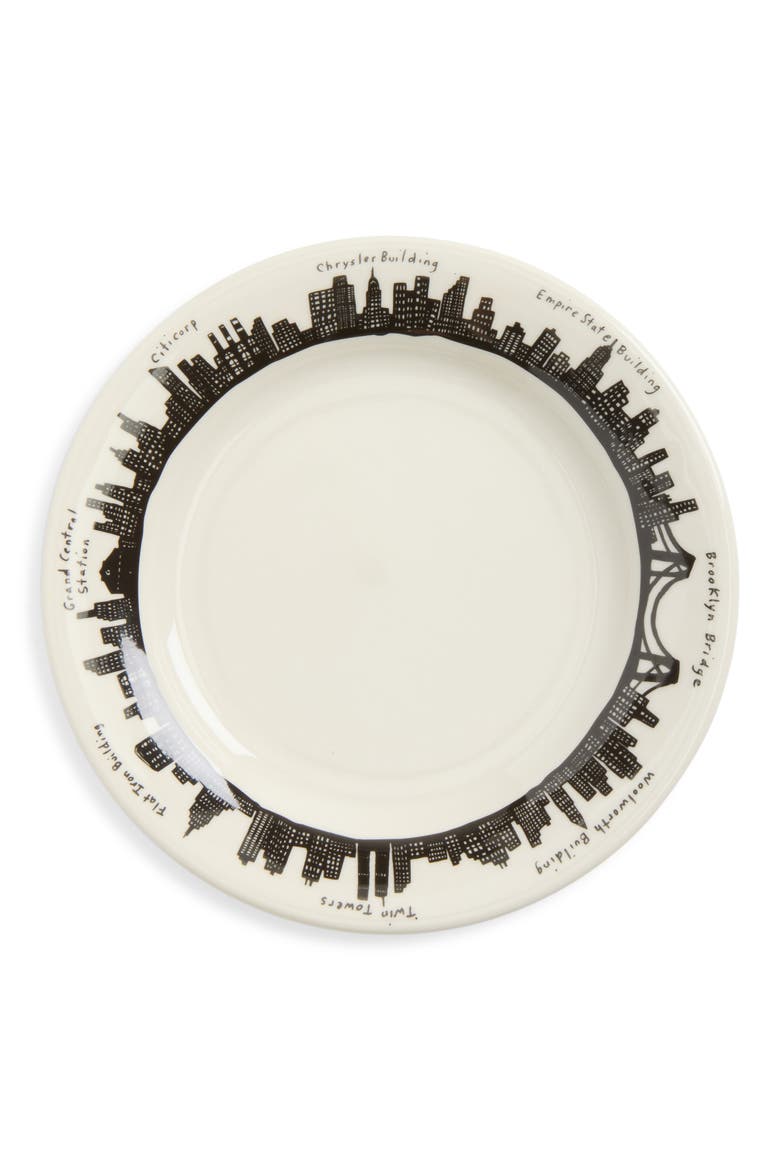 212 Skyline Pattern Appetizer Plate, Main, color, WHITE/ BLACK