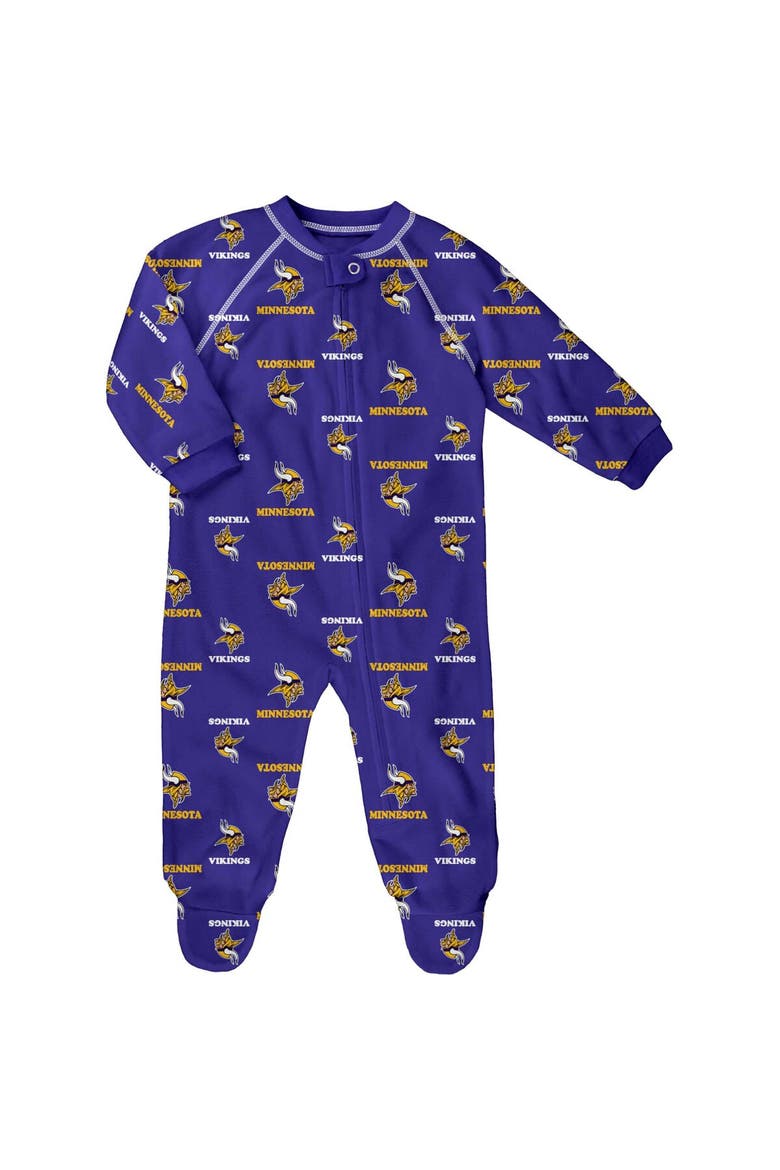 Infant Purple Minnesota Vikings Allover Print Raglan Full-Zip Jumper, Main, color, Purple