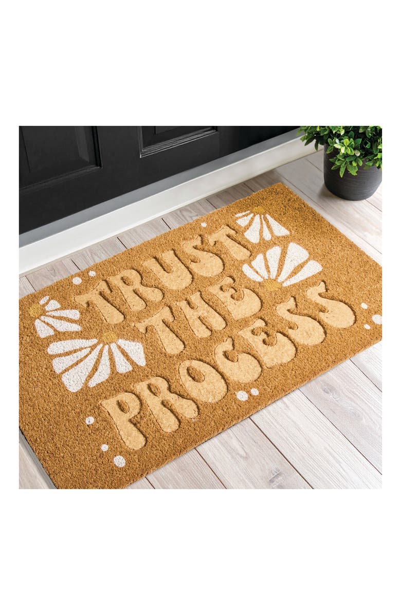 mDesign Trust the Process Coir Large Rectangular Doormat, Natural, Alternate, color, Natural
