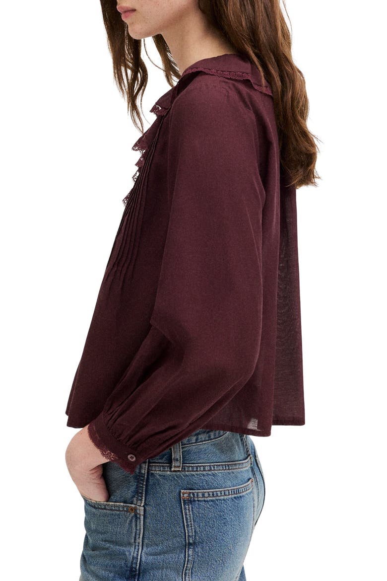 The Georgina Long Sleeve Voile Top, Alternate, color, SMOKED CLARET