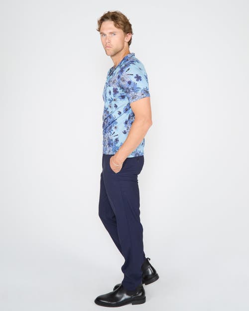 Lords Of Harlech Bobby Merino Wool Johnny Collar Polo City Geo In Blue