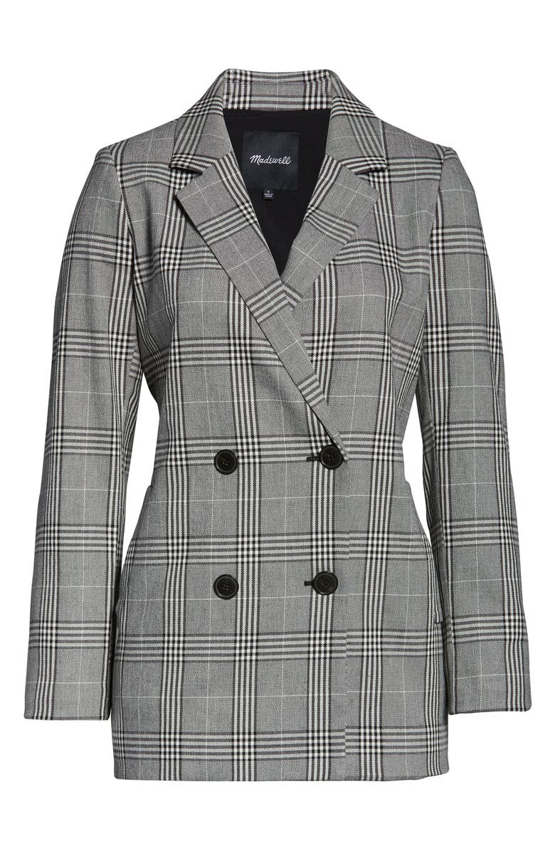 Madewell Caldwell Plaid Double Breasted Blazer, Alternate, color, 