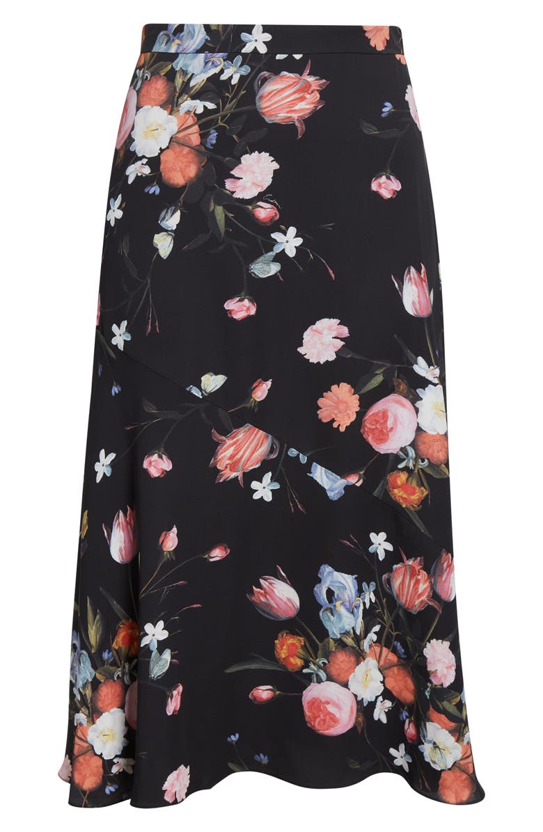 Erdem Floral A-Line Crepe Midi Skirt, Alternate, color, Dutch Flower Painting Black