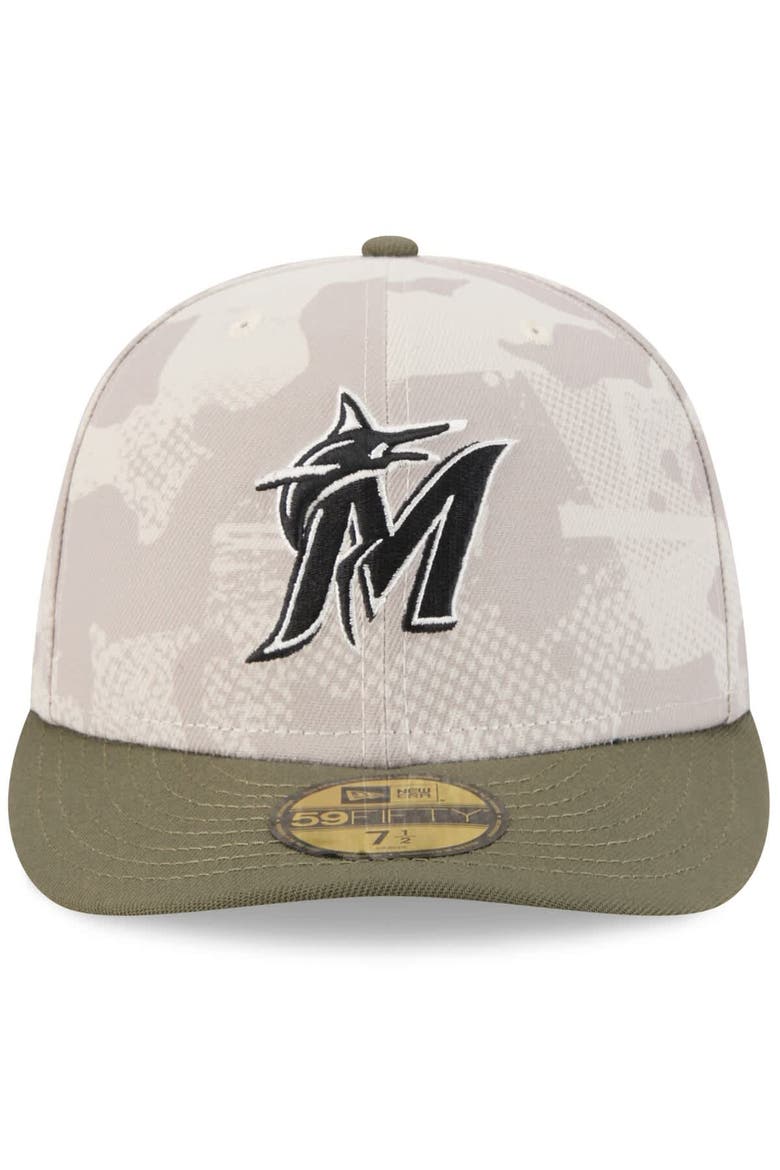 Men's New Era Light Beige/Olive Miami Marlins 2025 Armed Forces Day 59FIFTY Fitted Hat, Alternate, color, Light Beige