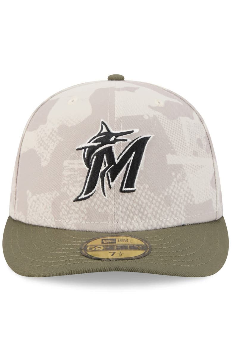 New Era Men's New Era Light Beige/Olive Miami Marlins 2025 Armed Forces Day 59FIFTY Fitted Hat, Alternate, color, Light Beige