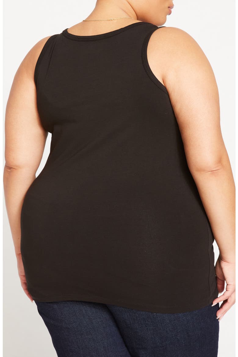 Square Neck Stretch Cotton Tank, Alternate, color, BLACK