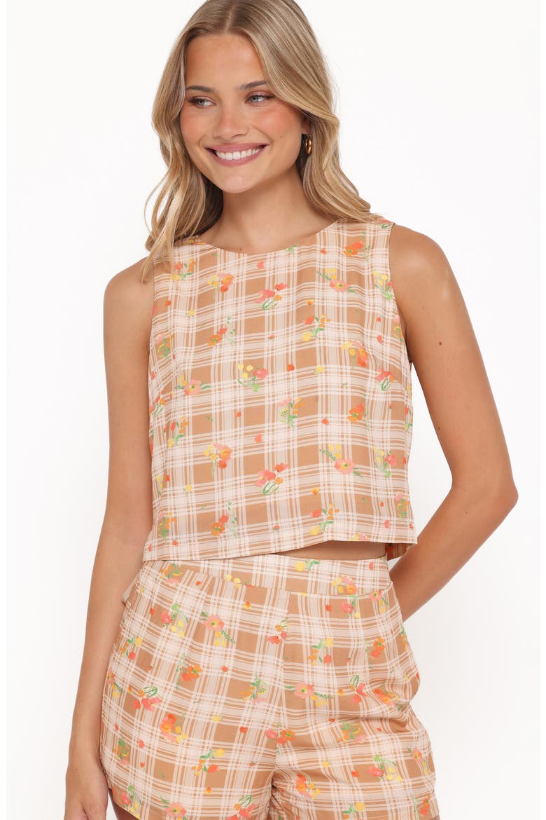 Michelle Floral Gingham Tank & Shorts Set, Alternate, color, YELLOW FLORAL GINGHAM