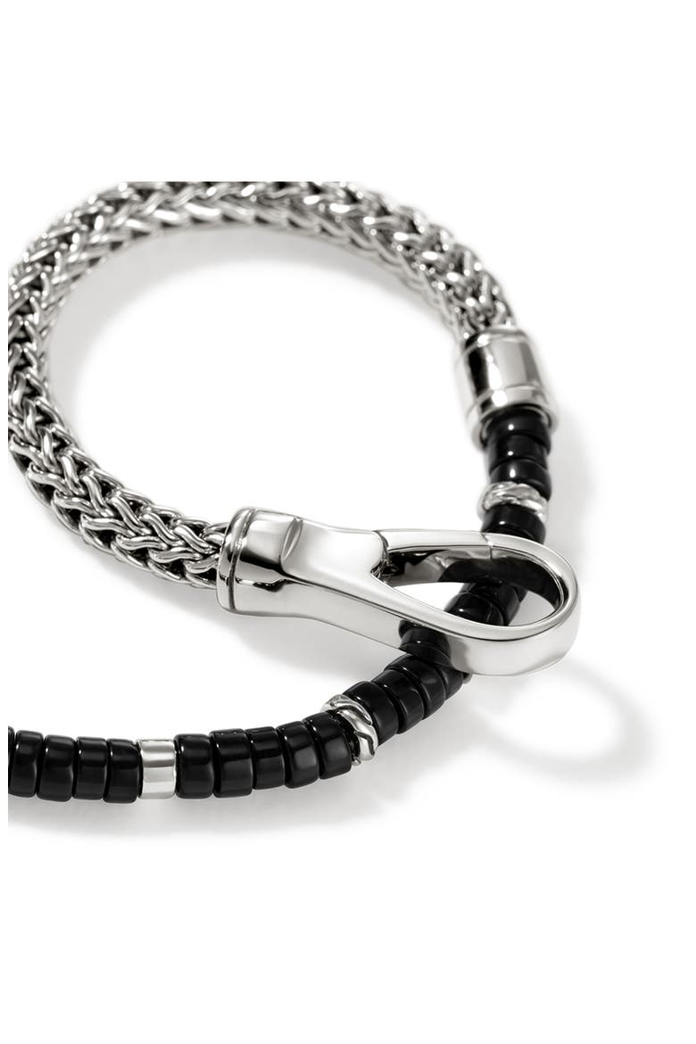 Heishi Chain Bracelet, Sterlings Silver, Turquoise, Alternate, color, TREATED BLACK ONYX