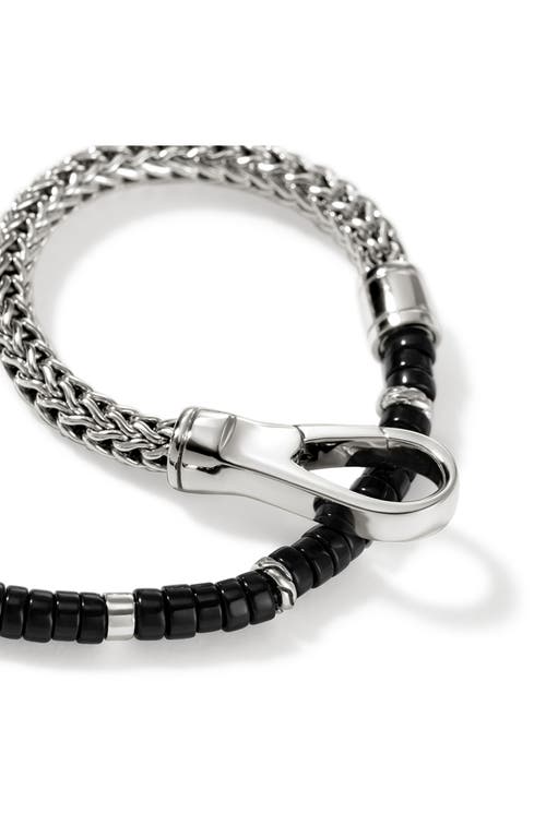 Shop John Hardy Heishi Chain Bracelet, Silver, Gemstones In Treated Black Onyx